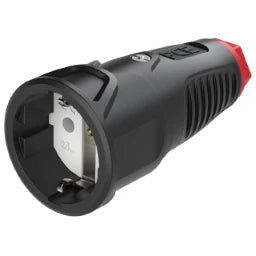 PC ELECTRIC Schutzkontakt Kupplung Gummi sw/rt IP20   – 2510-SR