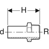 GEBERIT GE Mapress C-Stahl Uebergang mit Einschubende d15mm x R1/2  – 21932
