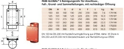 PREIS PAM GLOBAL S Reinigungsrohr mit rechteckiger Öffnung DN 125  – 10128