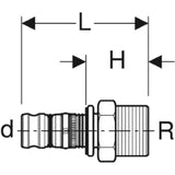 GEBERIT GE Mepla Uebergang mit Aussengewinde RG d26mm x R1   – 603.537.00.5