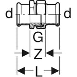 GEBERIT GE Mapress Edelstahl Verschraubung UeWM aus Messing d35mm  – 35324