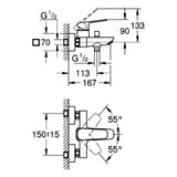 GROHE Grohe Cubeo EH-Wannenbatterie Wandmontage chrom  – 101813 000 0