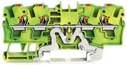WAGO 4-Leiter-Schutzleiterklemme mit Drücker 4 mm², grün-gelb   – 2204-1407