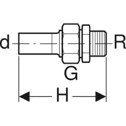 GEBERIT GE Mapress ES Uebergangsverschraubung mit UeWM aus Messing d28mm x R1 u EE  – 35407