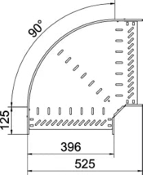 OBO Bogen 90° für Kabelrinne, horizontal 60x 400 Stahl bandverzinkt  – 6036568