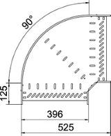 OBO Bogen 90° für Kabelrinne, horizontal 60x 400 Stahl bandverzinkt  – 6036568