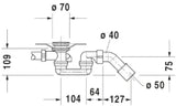 DURAVIT Duravit D-Code Ab- und Überlaufgarnitur für seitlichen Ablauf, chrom   – 790225000001000