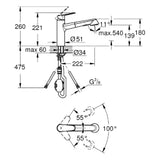 GROHE Grohe Eurodisc Cosmopolitan Spültischarm flacher Auslauf Spülbrause auszb. chrom   – 32 257 002
