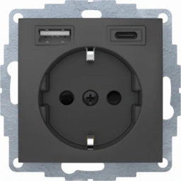 BERKER S.1/B.x SSD mit 1x USB A/1x USB C anthrazit matt  – 48041606
