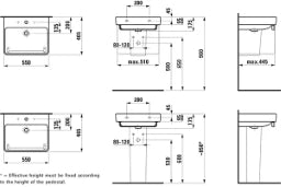 LAUFEN Laufen Pro S Waschtisch  1 HL m.ÜL 550x465 weiß   – H8109620001041