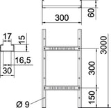 OBO Kabelleiter gelocht, mit VS Sprosse 60x3 00x3000 Stahl bandverzinkt  – 6208541