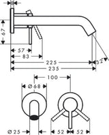 HANSGROHE HG Tecturis S WTM 2-Loch Unterputz F-Set 225 mm Auslauf chrom  – 73351000