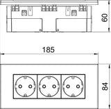 OBO Steckdoseneinheit Modul 45, 3fach 84x185 x59mm Polycarbonat reinweiß RAL 9010  – 6119414
