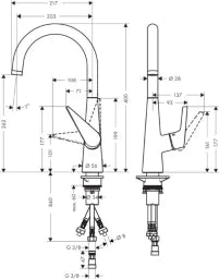 HANSGROHE HG Talis S Spültischmischer Schwenkauslauf chrom Niederdruck  – 72812000