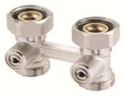 VOGEL&NOOT VN Zweirohrhahnblock D-Form 3/4"AG HK-Anschl. 3/4"AG Eurokonus, absperrbar  – Z03TP004001320J