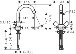 HANSGROHE HG Logis 2-Griff-Waschtischarmatur chrom   – 71222000