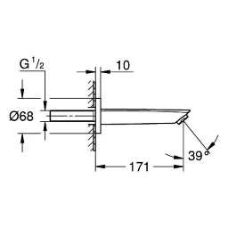 GROHE Grohe Wanneneinlauf Eurosmart 13448_3 Wandmontage Ausladung 171mm chrom   – 13 448 003