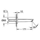 GROHE Grohe Wanneneinlauf Eurosmart 13448_3 Wandmontage Ausladung 171mm chrom   – 13 448 003