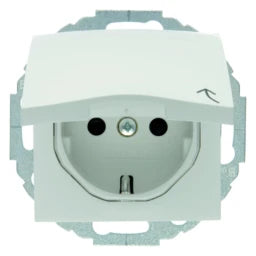 BERKER Steckdose SCHUKO mit Klappdeckel u. erh. BS S.1 polarweiß glänzend   – 47448989