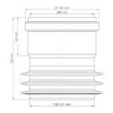 POLOPLAST PO Übergang von Spitzende auf Muffe anderer Werkst.POLO-KAL DN 110/120-131mm   – 02865