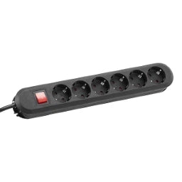 BACHMANN SMART Tischsteckdose 6-fach schwarz 3,0m Zuleitung 1xSchalter  – 381.151K
