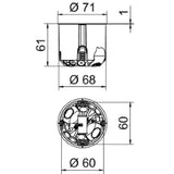 OBO Hohlwanddose luftdicht für Brandschutzwä nde Ø68mm, H61mm Polypropylen / Thermopl  – 7204324