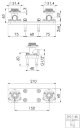 STEINBERG Steinberg Einbaukörper 1/2" für freist. Wanne/Brause-Armatur  – 010 1160
