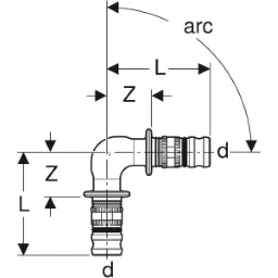 GEBERIT GE Mepla Winkel PVDF 90 Gr. d26mm   – 623.271.00.5