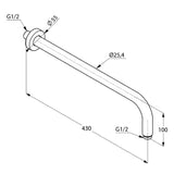 KLUDI Kludi A-QA Wand-Brausearm 400 mm brushed gold  – 66514N0-00