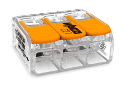 WAGO COMPACT Verbindungsdosenklemme 3-polig mit Hebeln, max. 6 mm², transparent   – 221-613