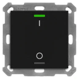 MDT KNX Taster Light 55 1-fach, RGBW, Temper atursensor, Schwarz matt, Schalten  – BE-TAL55T106.B1