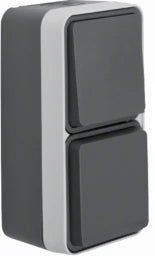 BERKER Kombination Wechselschalter/Steckdose SC HUKO mit Klappdeckel AP W.1 grau   – 47803515