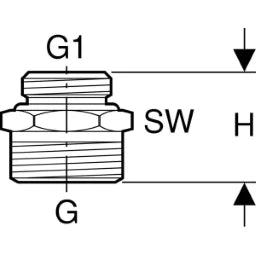 GEBERIT GE Mepla Uebergang auf Eurokonus AG G1/2 x G3/4 vernickelt   – 641.512.00.1