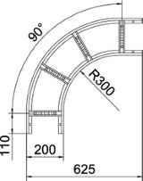 OBO Bogen 90° für Kabelleiter 60x200 Stahl b andverzinkt  – 6225042
