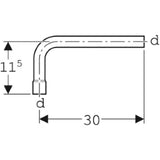 GEBERIT GE Spuelbogenverlaengerung 90 Gr., d32mm, weiss, mit Steckmuffe   – 119.060.11.1