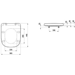 LAUFEN Laufen Meda WC-Sitz mit Deckel abnehmbar mit Absenker, Scharnier verchromt, weiß  – H8911130000001