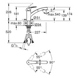 GROHE Grohe Eurosmart Einhand-SPT-Batterie fl. Auslauf auszb. Dual-Spülbrause chrom   – 30 305 001