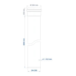 POLOPLAST PO Steckmuffenrohr POLO-KAL NG DN 250/3000   – 02959