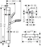 HANSGROHE HG Brausenkombi Crometta Vario/ Ecostat 1001 CL/Unica 900mm weiß/chrom  – 27813400