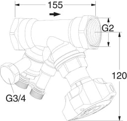 TA TA STAD Einregulierungsventil 2" mit Entleeradapter, 52851650   – 52 851-650