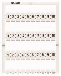WAGO WMB-Beschriftungskarte weiß waagrecht bedruckt 1 ... 10 (10x) aufrastbar weiß   – 793-5502