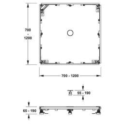 REHAU MEPA Montagerahmen Rechteck, superflach Universal für Duschwannen 120/120  – 18961501182