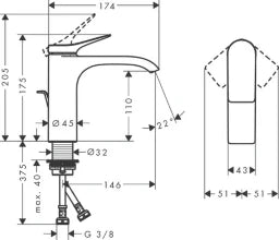 HANSGROHE HG Vivenis Waschtischmischer 110 mit Zugstangen-Ablaufgarnitur chrom  – 75020000