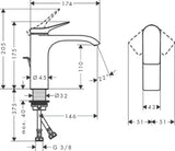 HANSGROHE HG Vivenis Waschtischmischer 110 mit Zugstangen-Ablaufgarnitur chrom  – 75020000