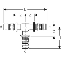 GEBERIT GE Mepla T-Stueck egal PVDF d20mm   – 622.310.00.5
