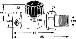 HEIMEIER Heimeier Thermostatventil Durchgangsform 3/8"  – 2202-01.000