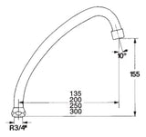 STROHM-MOFÉM ZRT. Teka Rohrauslauf 3/4" chrom, 130mm 18mm,flachdichtend  – 1004181