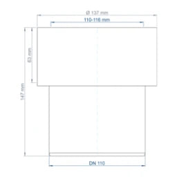 POLOPLAST PO Übergang von Muffe auf Spitzende anderer Werkst.POLO-KAL DN 110/110-116mm   – 02852