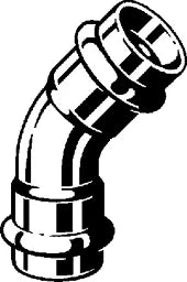 VIEGA Viega Bogen 45 Grad SC Sanpress Inox G 0226 für Gas in 35mm Edelstahl   – 486 167