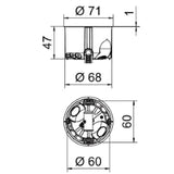 OBO Hohlwanddose luftdicht für Brandschutzwä nde Ø68mm, H47mm Polypropylen / Thermopl  – 7204320